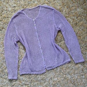 Lilac Purple Crochet Cardigan